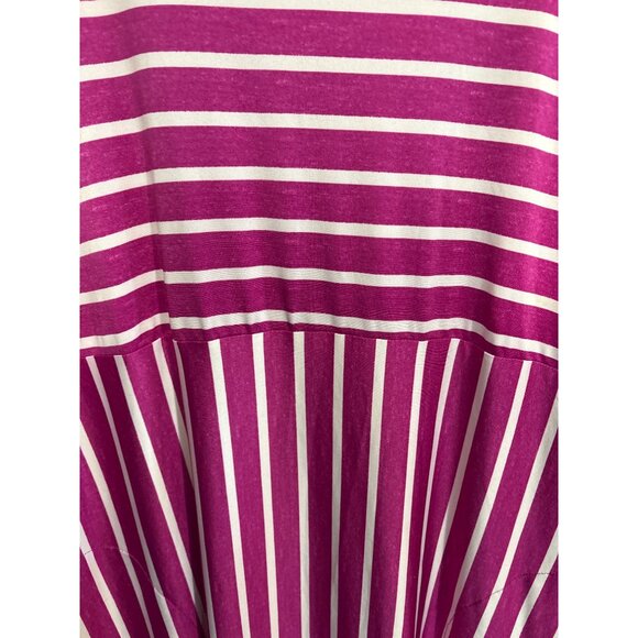 Carole Hochman Luxe Jersey Caftan Pink & White Striped Pattern PL - Picture 3 of 4